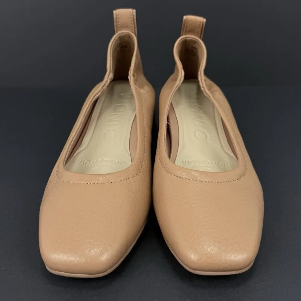 Vionic Ramona Block Heel Pumps Women’s Size 6 Tan Leather Comfort Shoes